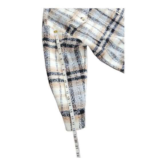 Good American Neutral Plaid Shacket Size 00/0 - Picture 6 of 11